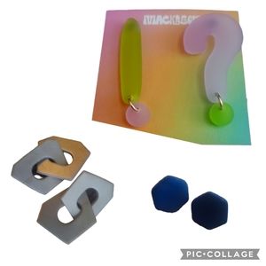 3 new pairs handmade earrings polymer clay, acrylic